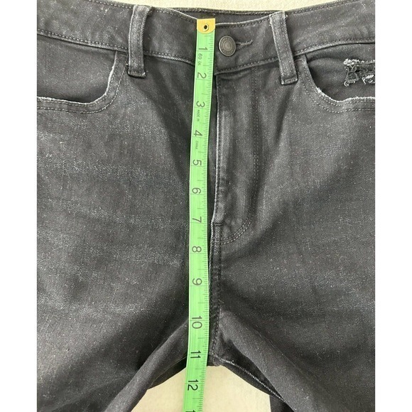 American Eagle Super Hi Rise Jegging Stretch‎ Women's 6 Regular Black Distressed - Picture 9 of 14